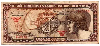C111 - 5 Cruzeiros - Série 038 - Índio - Data: 1961 - MBC