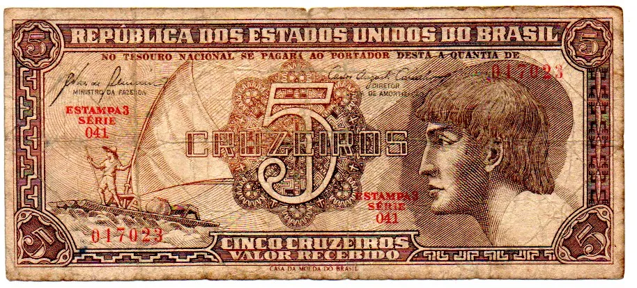 C111 - 5 Cruzeiros - Série 041 - Índio - Data: 1961 - R Imagem
