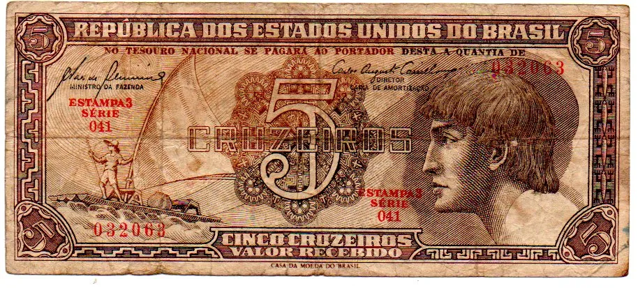 C111 - 5 Cruzeiros - Série 041 - Índio - Data: 1961 - R