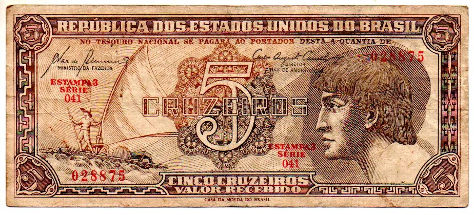 C111 - 5 Cruzeiros - Série 041 - Índio - Data: 1961 - MBC