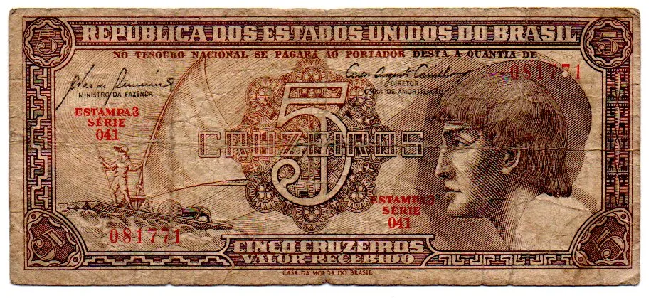 C111 - 5 Cruzeiros - Série 041 - Índio - Data: 1961 - BC Imagem