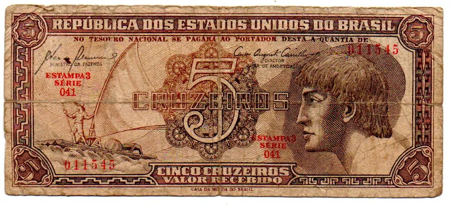 C111 - 5 Cruzeiros - Série 041 - Índio - Data: 1961 - R