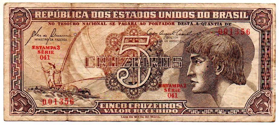 C111 - 5 Cruzeiros - Série 041 - Índio - Data: 1961 - MBC