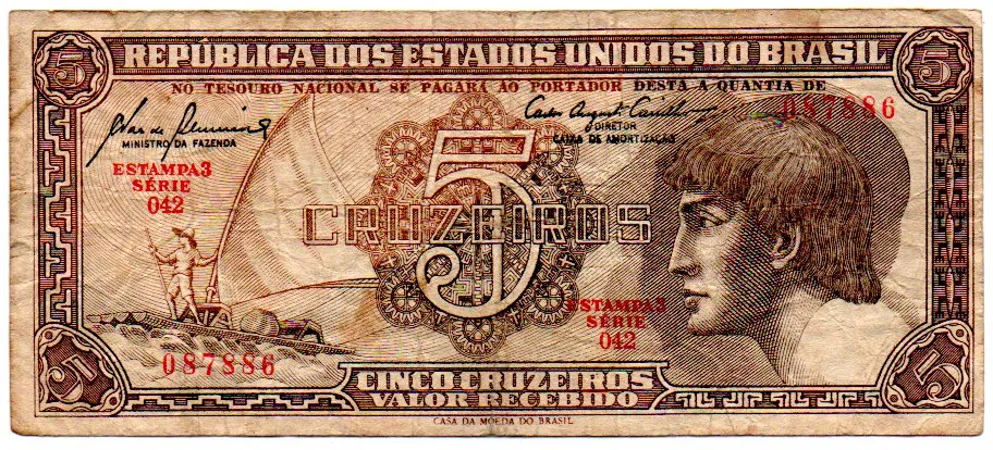 C111 - 5 Cruzeiros - Série 044 - Índio - Data: 1961 - MBC Imagem