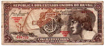 C111 - 5 Cruzeiros - Série 043 - Índio - Data: 1961 - MBC