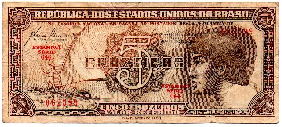 C111 - 5 Cruzeiros - Série 044 - Índio - Data: 1961 - BC Imagem