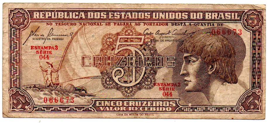 C111 - 5 Cruzeiros - Série 044 - Índio - Data: 1961 - MBC