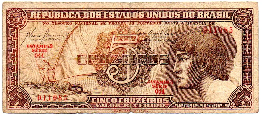 C111 - 5 Cruzeiros - Série 044 - Índio - Data: 1961 - R