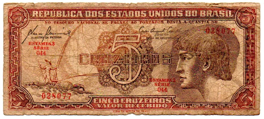 C111 - 5 Cruzeiros - Série 044 - Índio - Data: 1961 - R