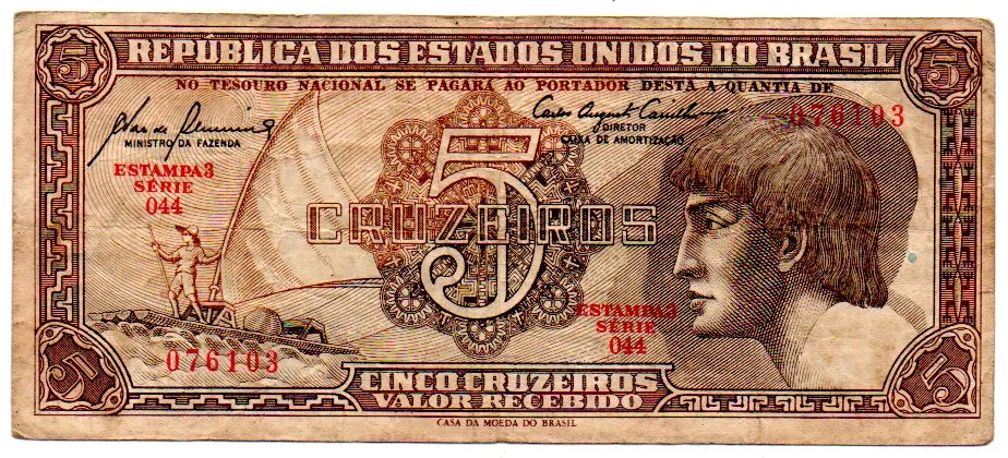 C111 - 5 Cruzeiros - Série 044 - Índio - Data: 1961 - MBC Imagem