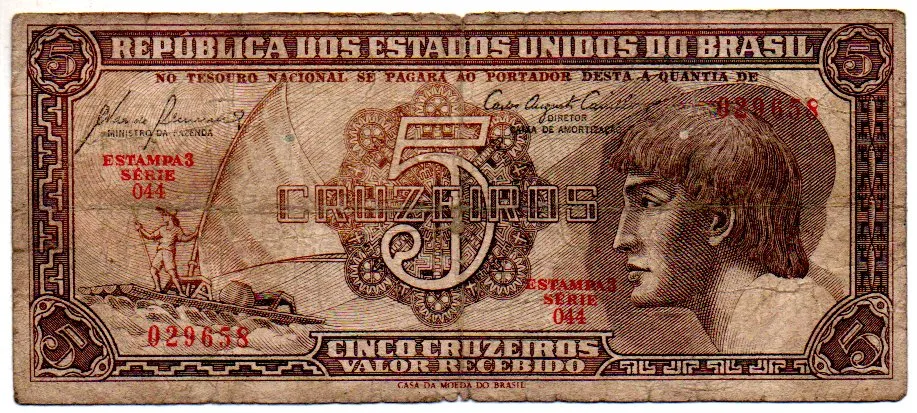 C111 - 5 Cruzeiros - Série 044 - Índio - Data: 1961 - R Imagem