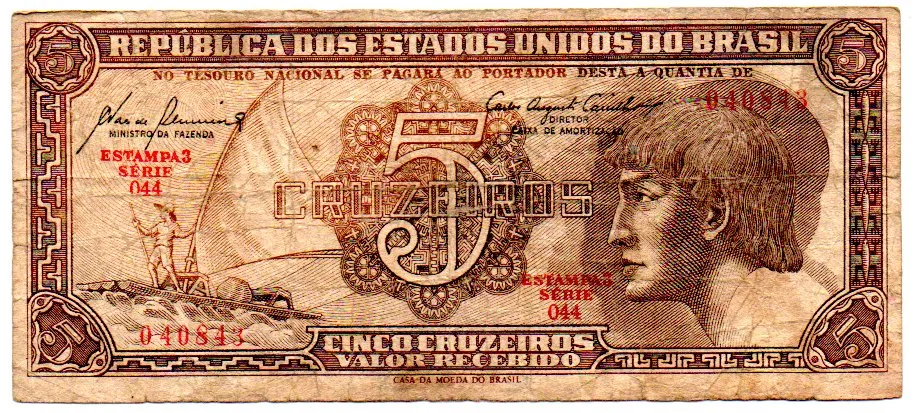 C111 - 5 Cruzeiros - Série 044 - Índio - Data: 1961 - BC Imagem