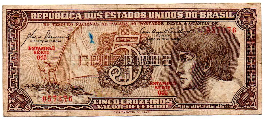 C111 - 5 Cruzeiros - Série 045 - Índio - Data: 1961 - UTG