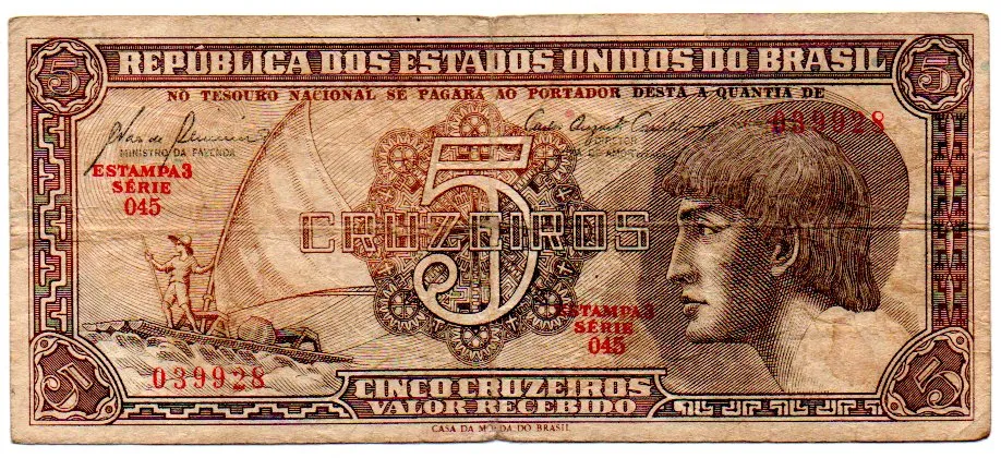 C111 - 5 Cruzeiros - Série 045 - Índio - Data: 1961 - BC Imagem