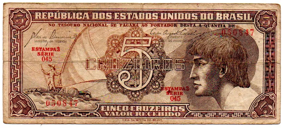 C111 - 5 Cruzeiros - Série 045 - Índio - Data: 1961 - BC