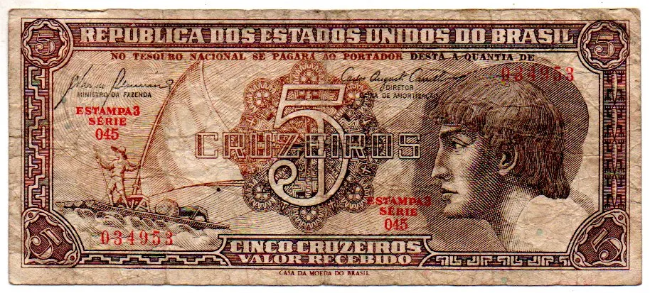 C111 - 5 Cruzeiros - Série 045 - Índio - Data: 1961 - BC Imagem