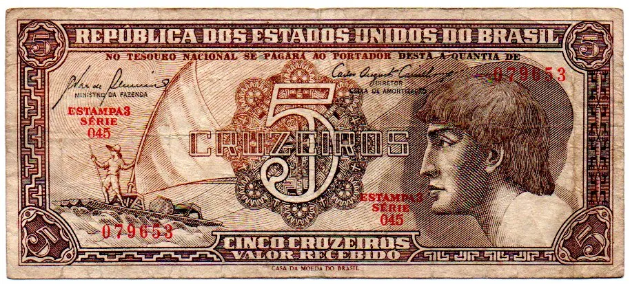 C111 - 5 Cruzeiros - Série 045 - Índio - Data: 1961 - MBC