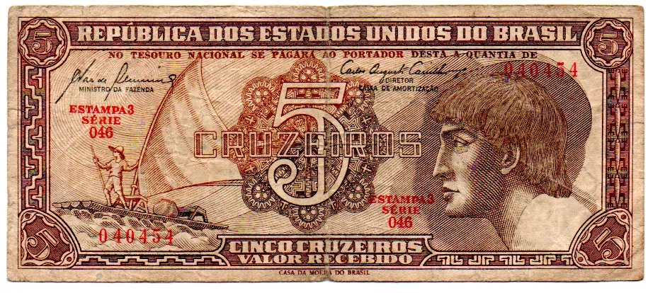 C111 - 5 Cruzeiros - Série 046 - Índio - Data: 1961 - BC Imagem