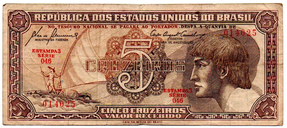 C111 - 5 Cruzeiros - Série 046 - Índio - Data: 1961 - MBC Imagem