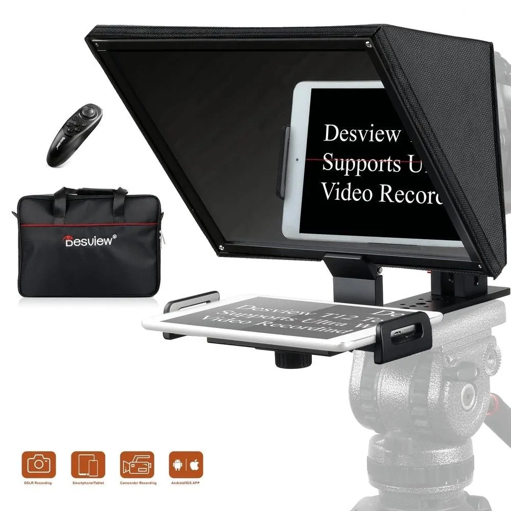 Teleprompter Portátil Desview T12 Dobrável para Câmeras, SmartPhones e Tablets - Seminovo - VENDIDO