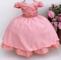 Vestido Festa Salmão Pérola Puzzle