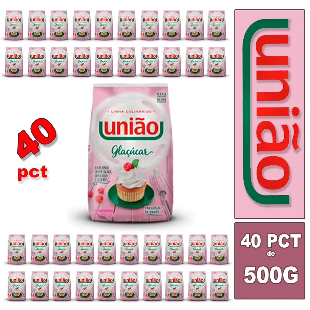 40 Pacotes de Açúcar Confeiteiro Glaçúcar 500g - União