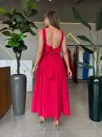 VESTIDO LONGUETE LAÇO COSTAS VERMELHO - Foto 2