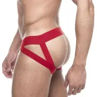 JOCKSTRAP EM SUPLEX VERMELHO COM FAIXA DUPLA SD CLOTHING - TAMANHO ÚNICO.                                                      LIBYSEXSHOP - Foto 3