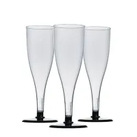 Taça Espumante Descartável Base Preta 140ml  c/5 unid.