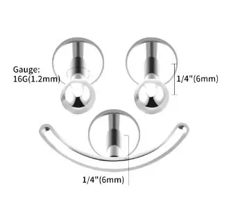 Kit Labret em Titânio SMILE ( 2 olhos e 1 boca) TIT03
