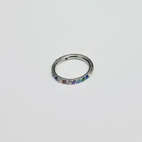 Argola Slim em Titânio  CRAVEJADA ZIRCONIA COLORIDA  Clicker 1.2mm  TIT19 - Foto 4