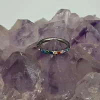 Argola Slim em Titânio  CRAVEJADA ZIRCONIA COLORIDA  Clicker 1.2mm  TIT19 - Foto 2