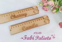 MDF32   Régua em MDF 15cm com nome e menina 3