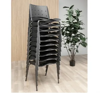 Kit com 10 unidades Cadeira Empilhável Ergoplax Slim  Cor Azul com Estrutura Fixa 4 Pés em Aço Cor Preta - Foto 2