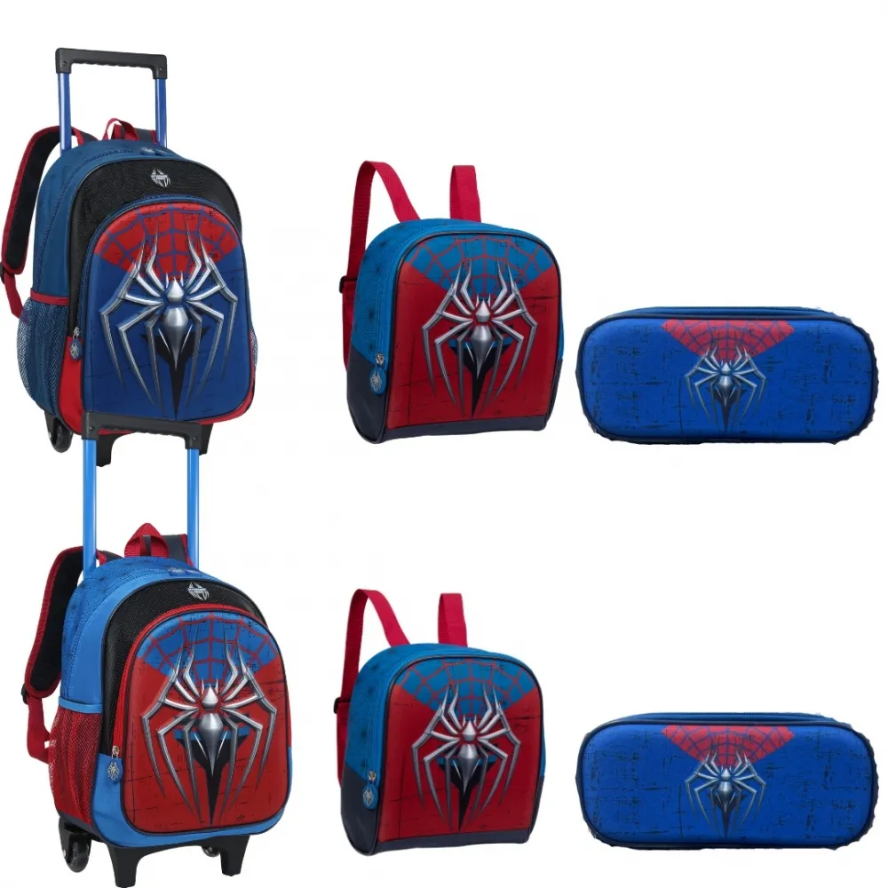 Kit Mochila Infantil Rodinha Strange Hero lancheira Estojo Garrafa - Nova Rio Imagem