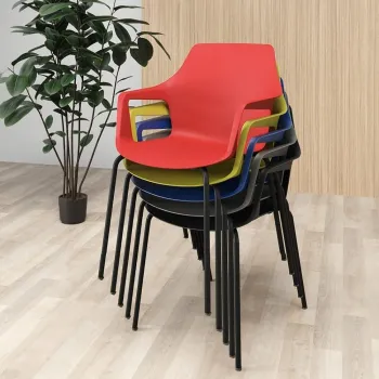 Kit com 2 Unidades Cadeira Empilhável  Vesper Estrutura Fixa 4 Pés em Aço com Pintura Cor Preta - Foto 2