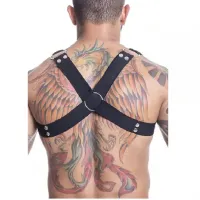 HARNESS ELÁSTICO PRETO COM ARGOLAS E METAL                                            LIBYSEXSHOP - Foto 2