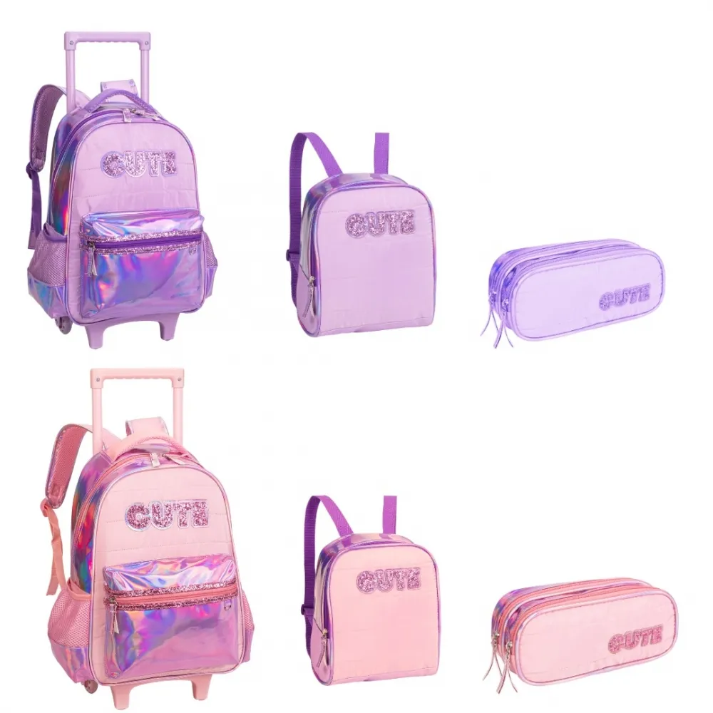 Kit completo Mochila de Rodinhas Lancheira Estojo Cute - Nova Rio Imagem