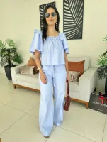 CALÇA ALGODÃO SOLARE AZUL P - Foto 3