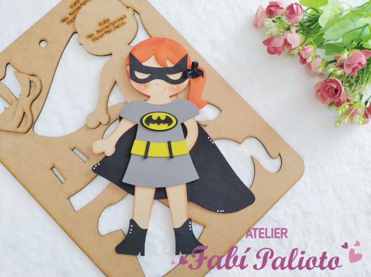 G1.805  Gabarito de Moldes  em MDF  Menina Heroína 2 Imagem