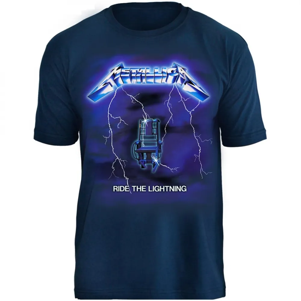 CAMISETA PLUS SIZE  METALLICA RIDE THE LIGHTNING AZUL