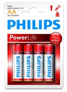 Pilha Philips PowerLife LR6P4B/97 Alcalina AA c/ 4