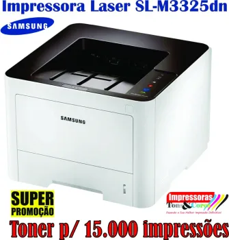 Impressora Laser seminova Samsung SL-M3325ND c/ toner para 15.00 impressões, considerando 5% de cobertura no papel A4.