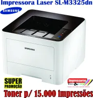 Impressora Laser seminova Samsung SL-M3325ND c/ toner para 15.00 impressões, considerando 5% de cobertura no papel A4.
