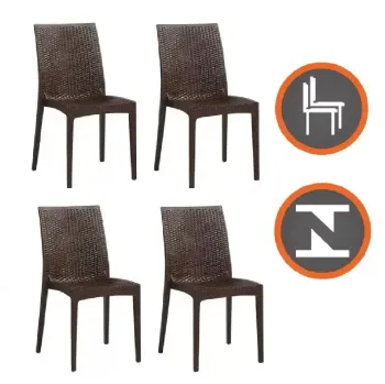 Kit com 4 Unidades Cadeira Empilhável Ibiza