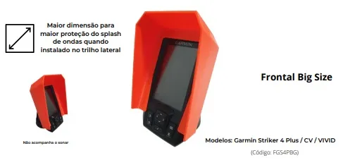 Proteção Frontal Big Size P/ Sonar Garmin  Striker 4 e Vivid Imagem