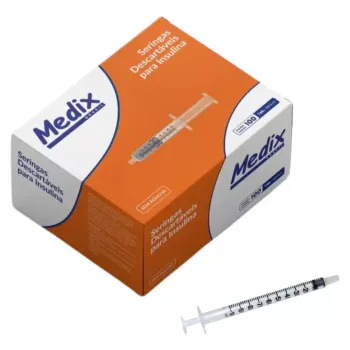  Seringa Descartável Sem Agulha 1 ml Bico Liso Luer Slip – Medix