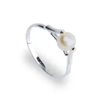 Anel de prata solitário com pérola - 270027