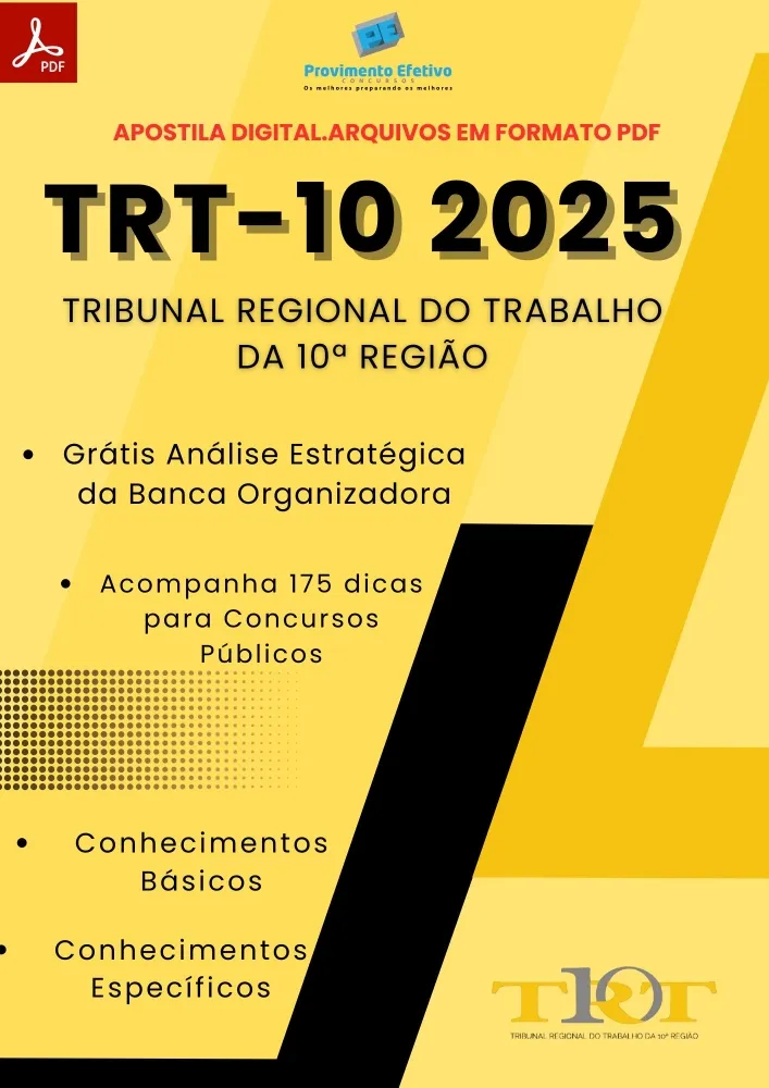 Apostila TRT 10ª Região 2025 CONTABILIDADE - Analista Judiciário Imagem