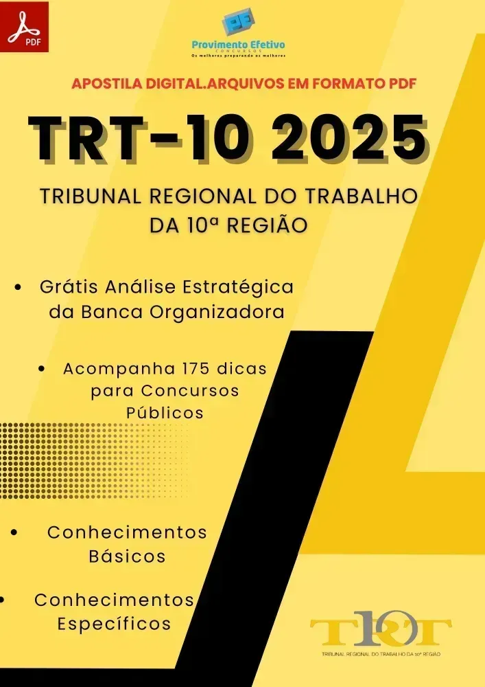Apostila TRT 10ª Região 2025 ENFERMAGEM DO TRABALHO - Analista Judiciário